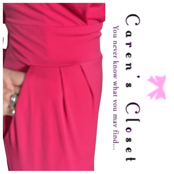 Vince Comuto Pomegranate Pink Wide Leg Stretch Jersey Halter Pant Jumpsuit - Picture 8 of 10